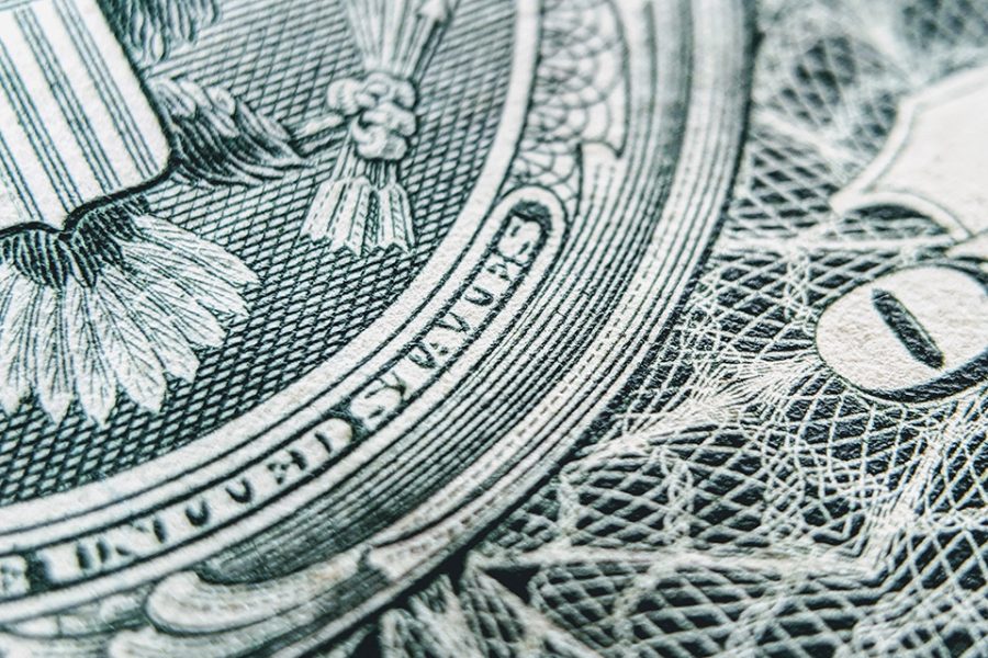 Macro image a One-dollar United States Note or Bank note close up with selective focus. Business/Finance concept.